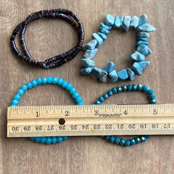 Turquoise/Brown Stackable Stretch Bracelets - Picture 7 of 7